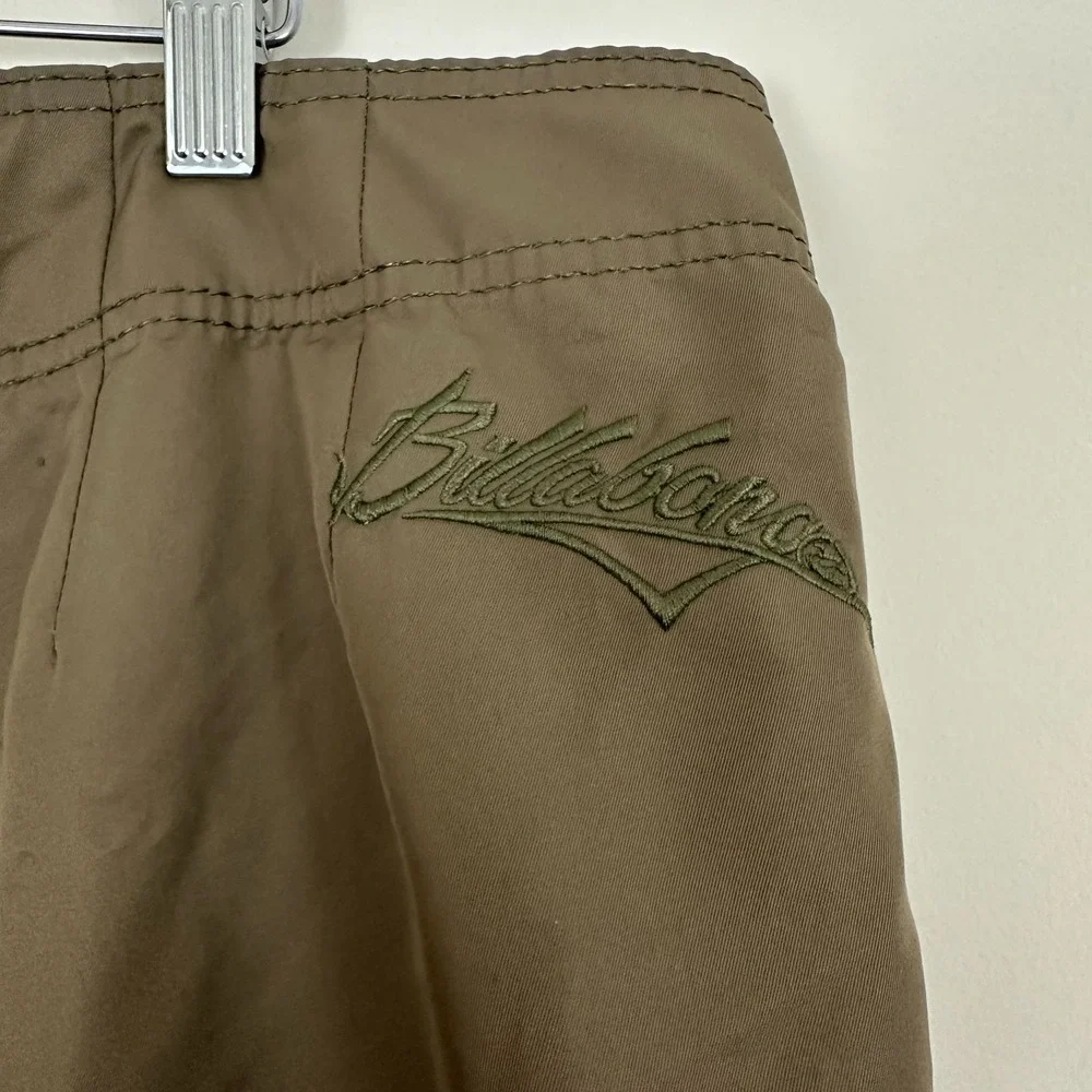 Billabong Board Shorts Olive Green Logo VTG Y2K Cargo Pockets Surfing Men 38